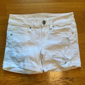 White Distressed American Eagle Shorts